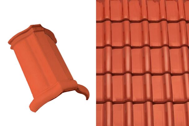 Sensaton (Samba) Коньковая черепица шпунтованная №2 21см (3 шт/пм) Красный ангоб Tondach купить в Санкт-Петербурге