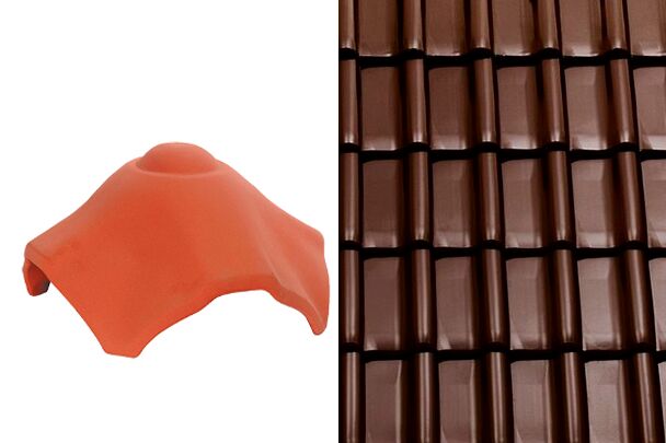 Sensaton (Samba) Вальмовая черепица Х-образная для шпунтованного конька 21см Глазурь Амадеус Коричневый Tondach купить в Санкт-Петербурге