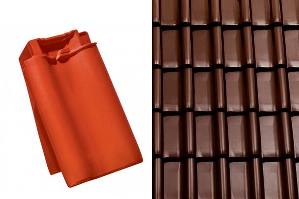 Sensaton (Samba) Боковая левая черепица Глазурь Амадеус Коричневый Tondach купить в Санкт-Петербурге