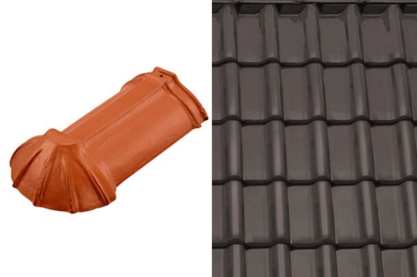 Sensaton (Samba) Начальная хребтовая черепица шпунтованного коньца 21см Антрацит ангоб Tondach купить в Санкт-Петербурге