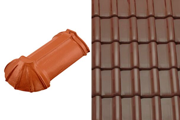 Sensaton (Samba) Начальная хребтовая черепица шпунтованного коньца 21см Коричневый ангоб Tondach купить в Санкт-Петербурге