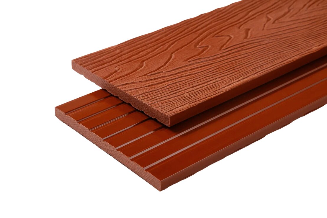Доска заборная полнотелая МПК Тиснение Секвойя терракот 145х11х2000мм Мастодек купить в Санкт-Петербурге