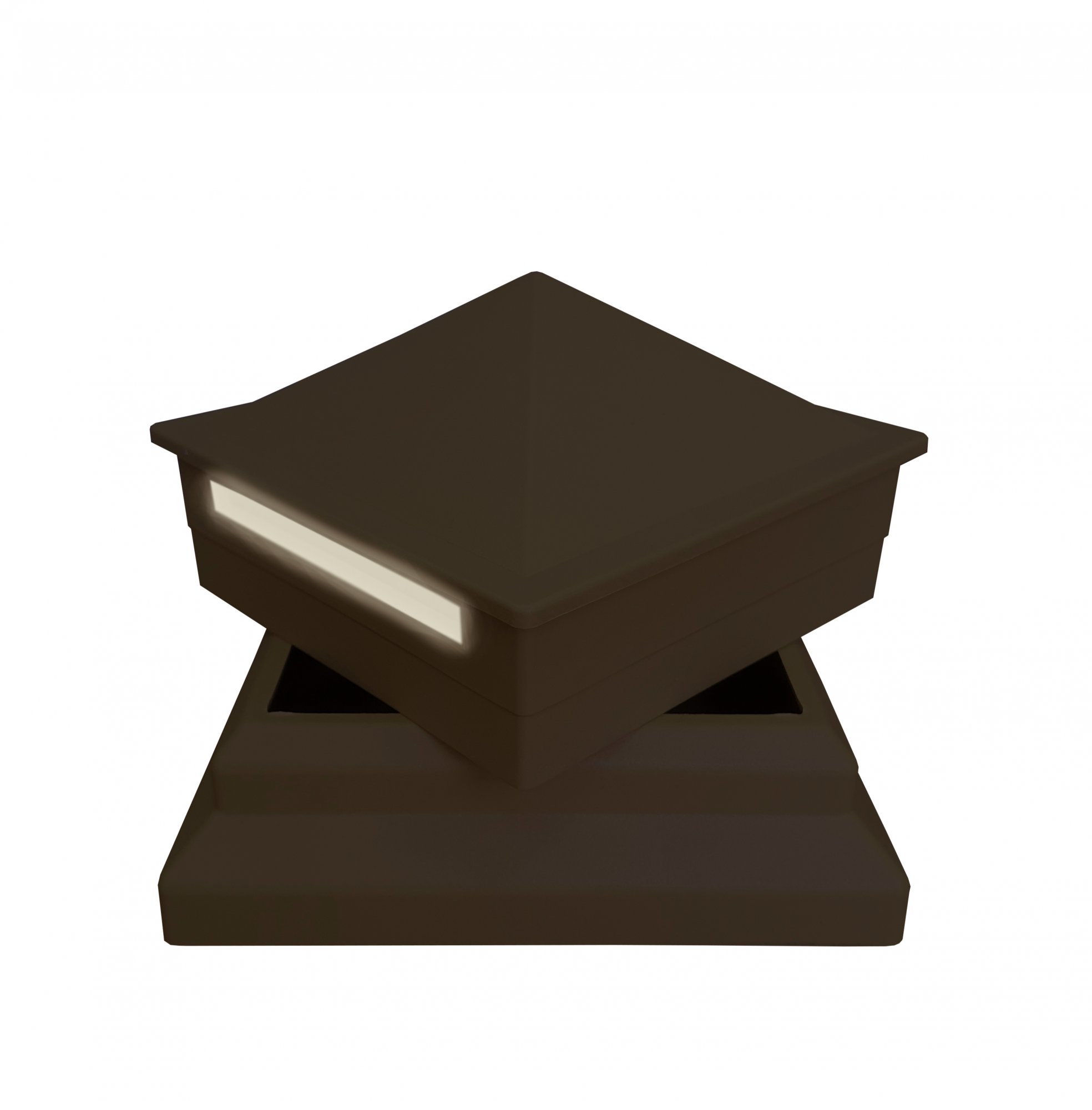 Комплект для столба (крышка+светильник+рамка) ТЕРРАпол ПРАКТИК Коричневый 100х100мм с подсветкой LED купить в Санкт-Петербурге