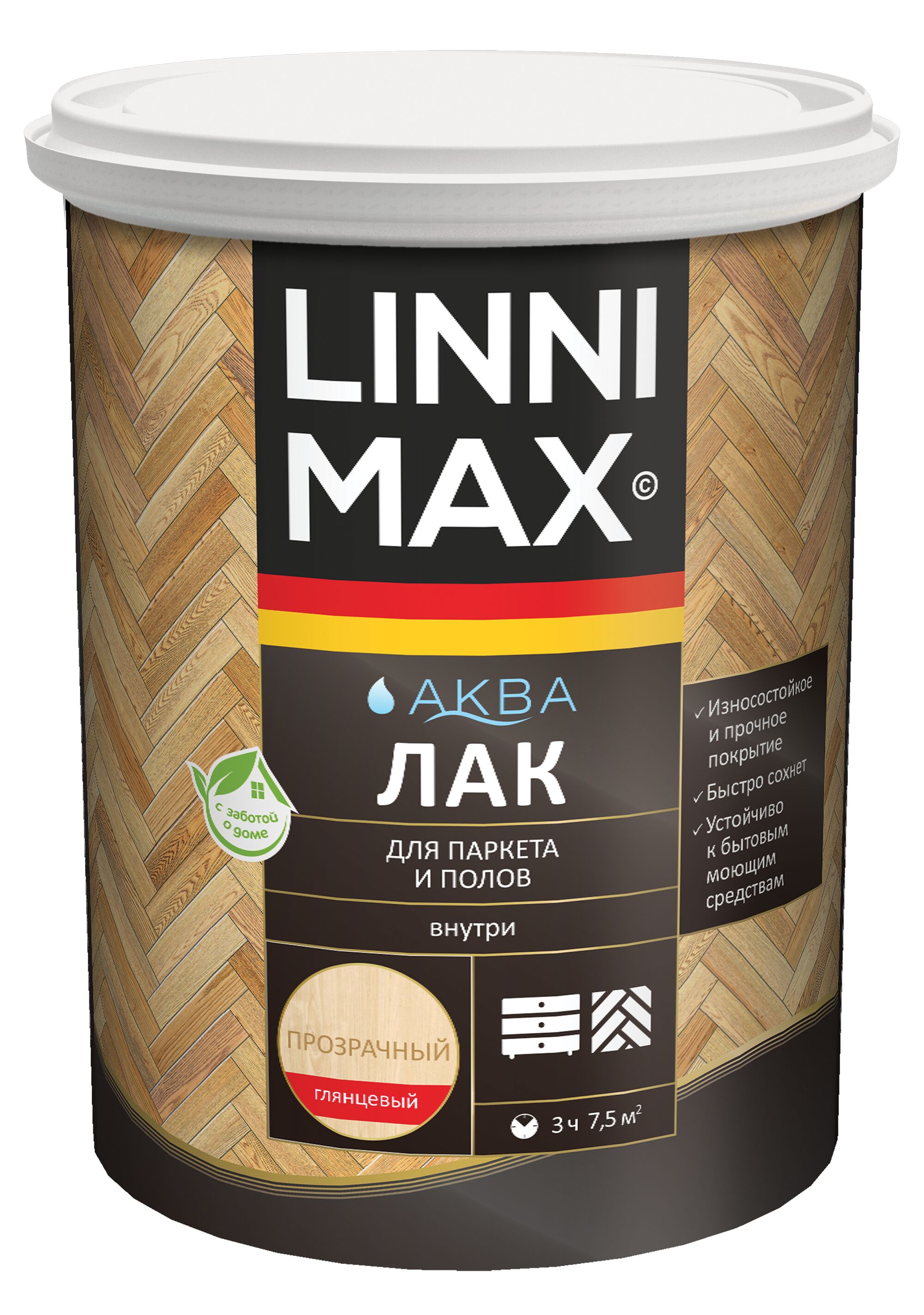 Аква Лак для паркета и полов глянцевый 0,9л акриловый LINNIMAX купить в Санкт-Петербурге