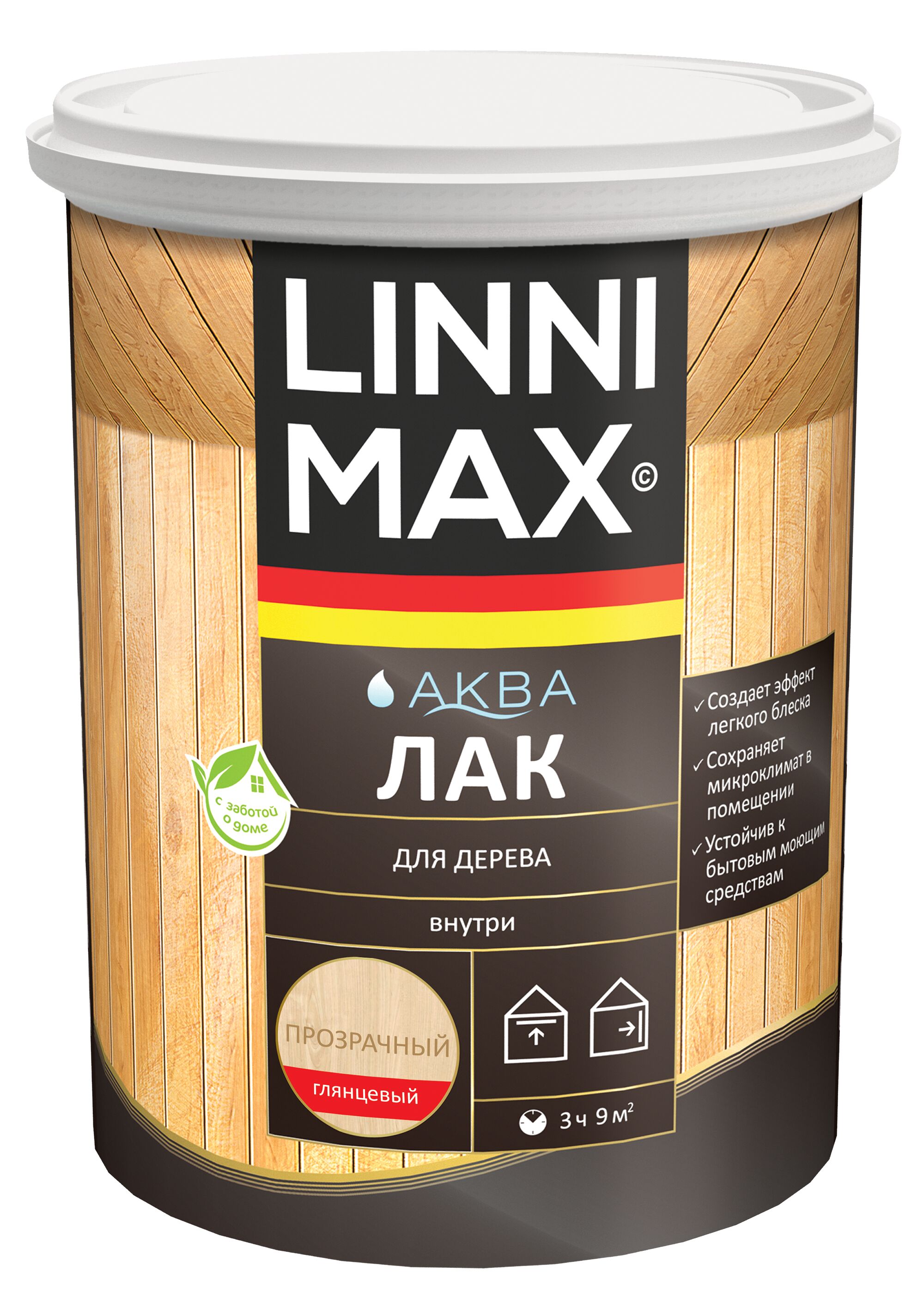 Аква Лак для дерева глянцевый 0,9л акриловый LINNIMAX купить в Санкт-Петербурге