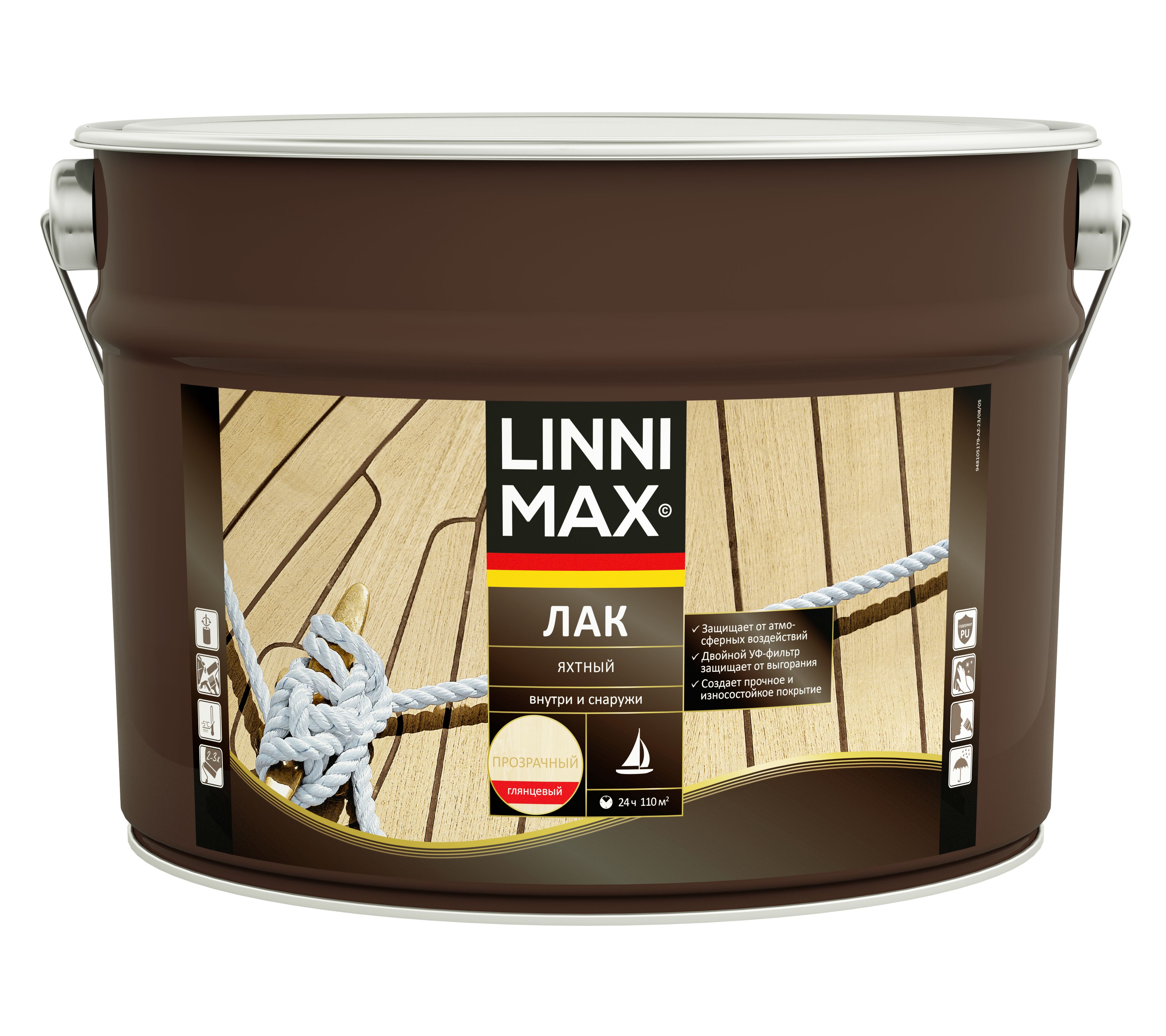 Лак Яхтный глянцевый 9л алкидно-уретановый LINNIMAX купить в Санкт-Петербурге