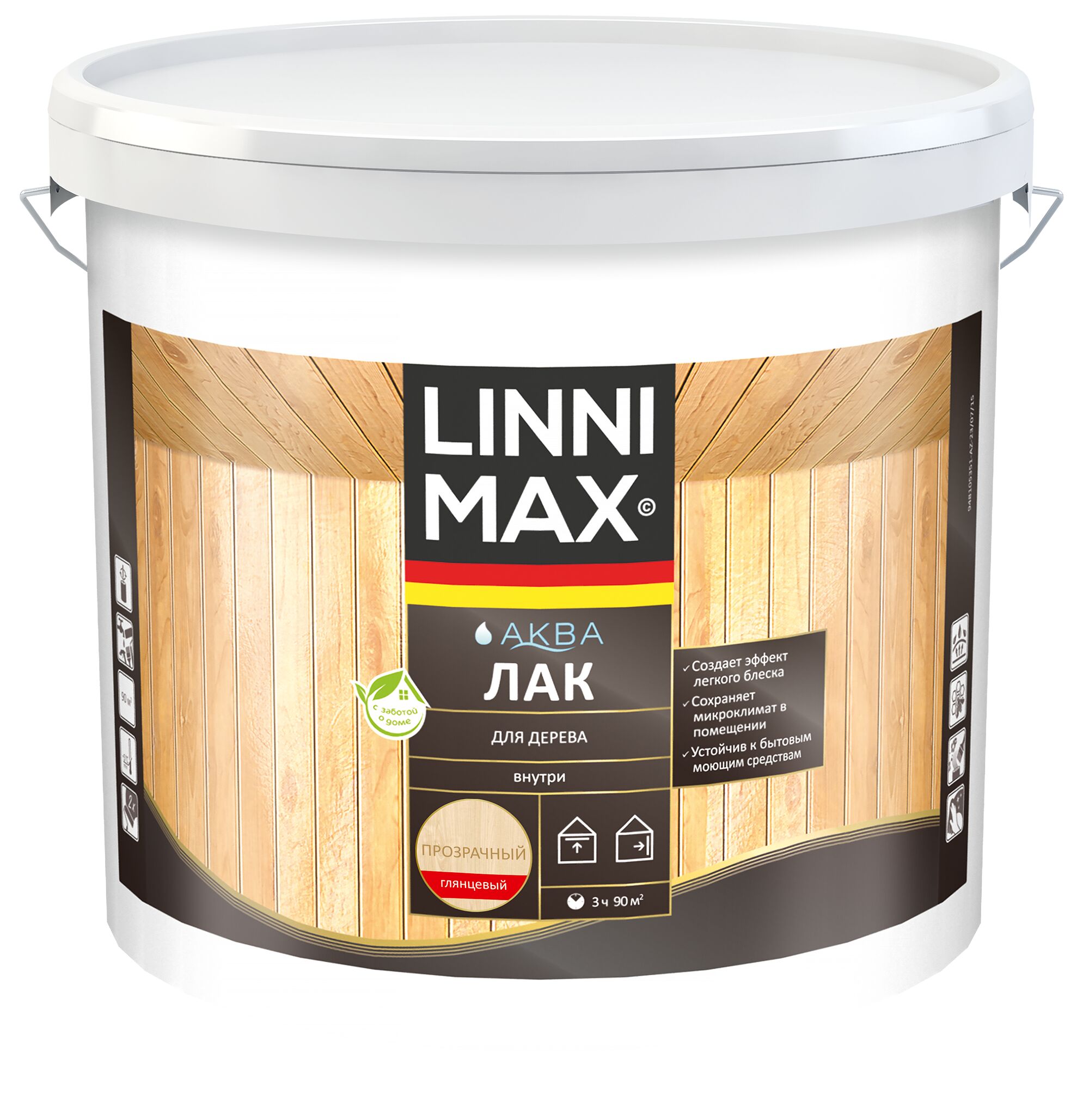 Аква Лак для дерева глянцевый 9л акриловый LINNIMAX купить в Санкт-Петербурге