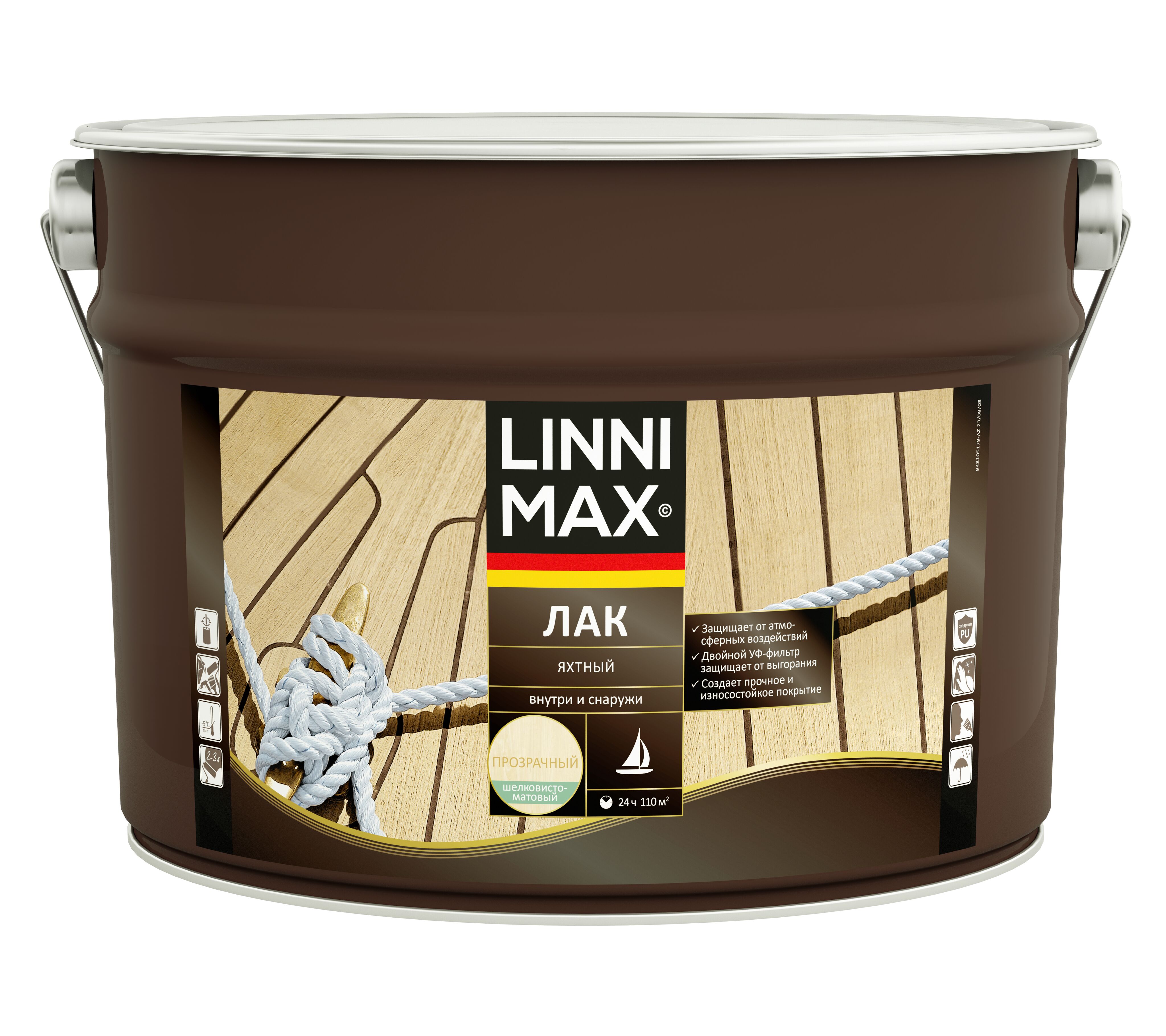 Лак Яхтный шелковисто-матовый 9л алкидно-уретановый LINNIMAX купить в Санкт-Петербурге