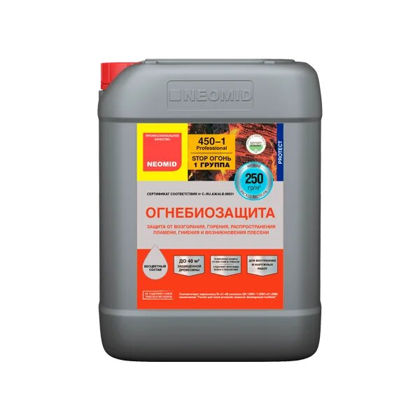 NEOMID 450 I группа 10кг огнебиозащитный состав готовый бесцветный купить в Санкт-Петербурге