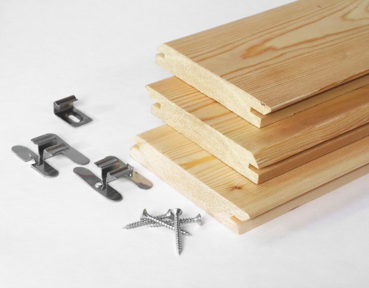 Комплект БлицПланк Доска террасная Лиственница 28х95х2000мм-5шт с НЕРЖ крепежом д/деревянной лаги купить в Санкт-Петербурге