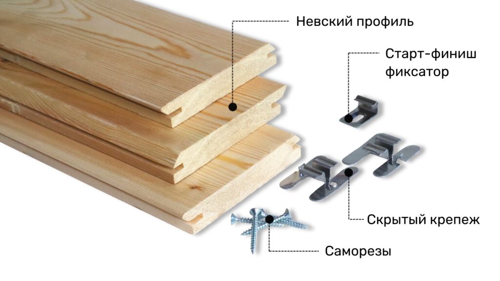 Комплект БлицПланк Доска фасадная Лиственница 20х95х2000мм-5шт с ОЦ крепежом д/деревянной лаги купить в Санкт-Петербурге
