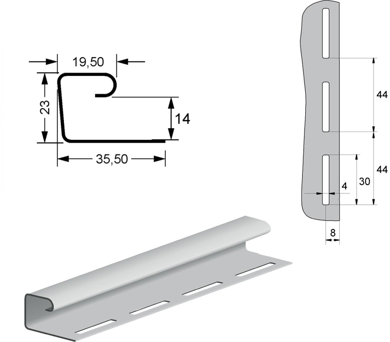 J-профиль 3,0 м Grand Line белый купить в Санкт-Петербурге