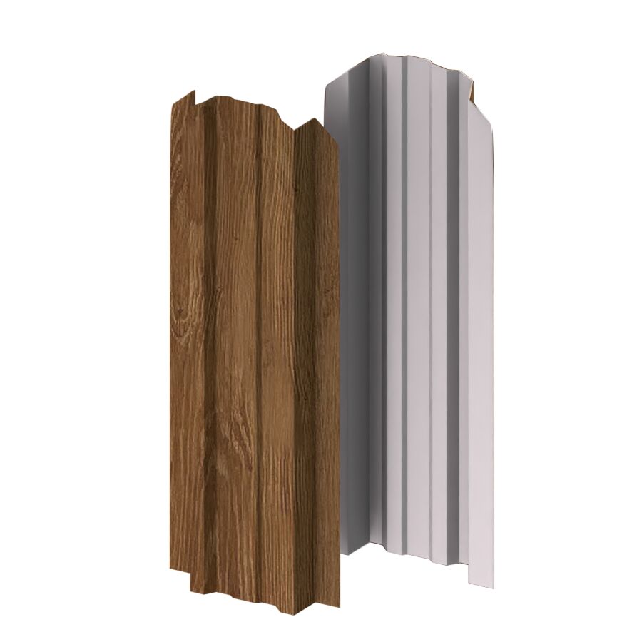 Штакетник МП LАNE-O фигурный 0.45мм Античный Дуб Ecosteel Matt двусторонний {длины по списку} купить в Санкт-Петербурге