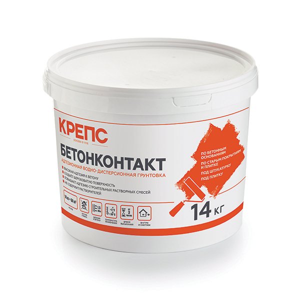 Бетоноконтакт КРЕПС грунт адгезионный 14 кг купить в Санкт-Петербурге