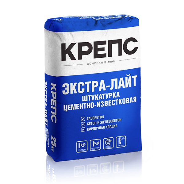 ЭКСТРА-ЛАЙТ состав штукатурный цементно-известковый для ручного и машинного нанесения, фракция 0,63мм купить в Санкт-Петербурге