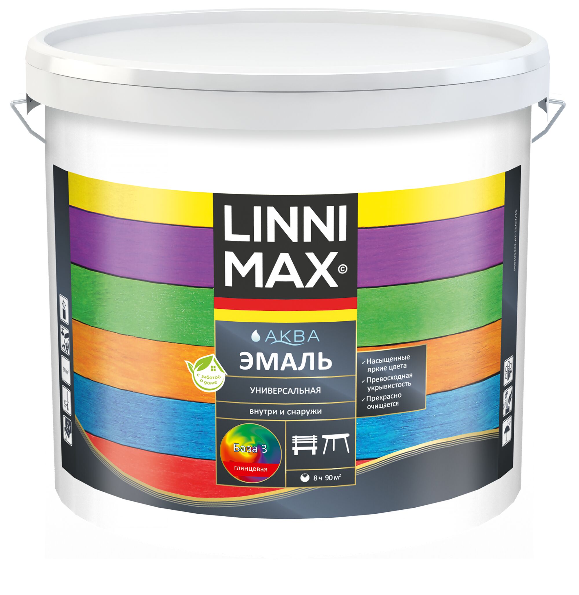 Аква Эмаль универсальная глянцевая 0,85л акриловая База3 LINNIMAX купить в Санкт-Петербурге