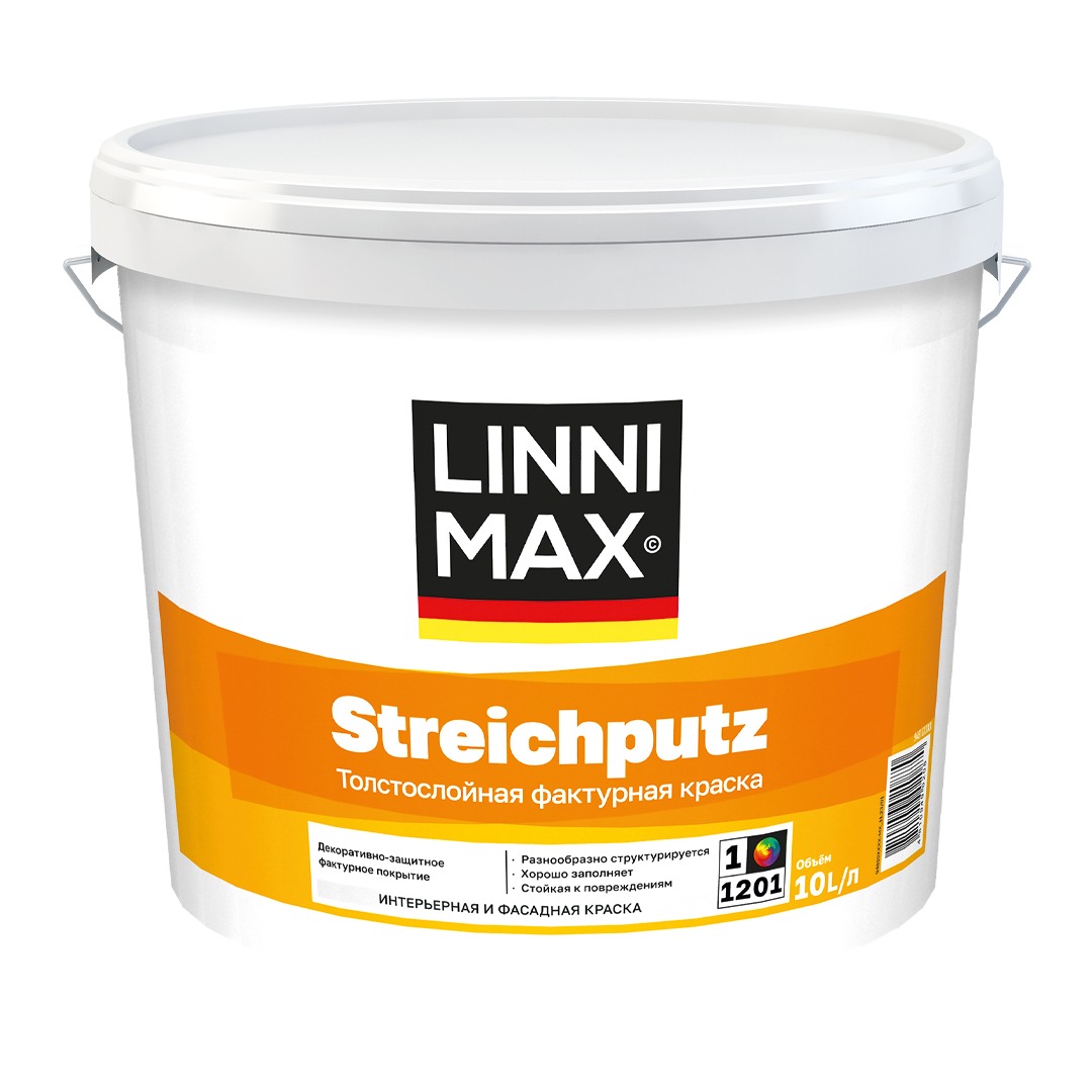 Краска (штукатурка) толстослойная фактурная LINNIMAX Streichputz / Штрайхпутц 16 кг купить в Санкт-Петербурге