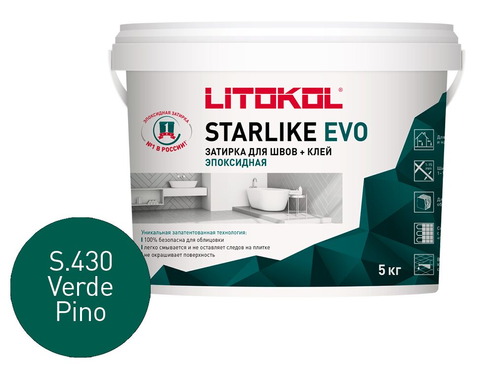 STARLIKE EVO 5кг Затирочный состав эпоксидный Glam LITOKOL купить в Санкт-Петербурге