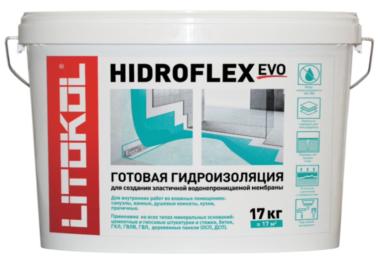 HIDROFLEX 17кг Гидроизоляция полимерная зеленый LITOKOL купить в Санкт-Петербурге