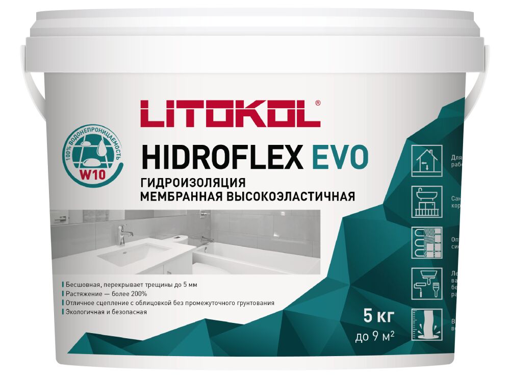 HIDROFLEX 5кг Гидроизоляция полимерная зеленый LITOKOL купить в Санкт-Петербурге