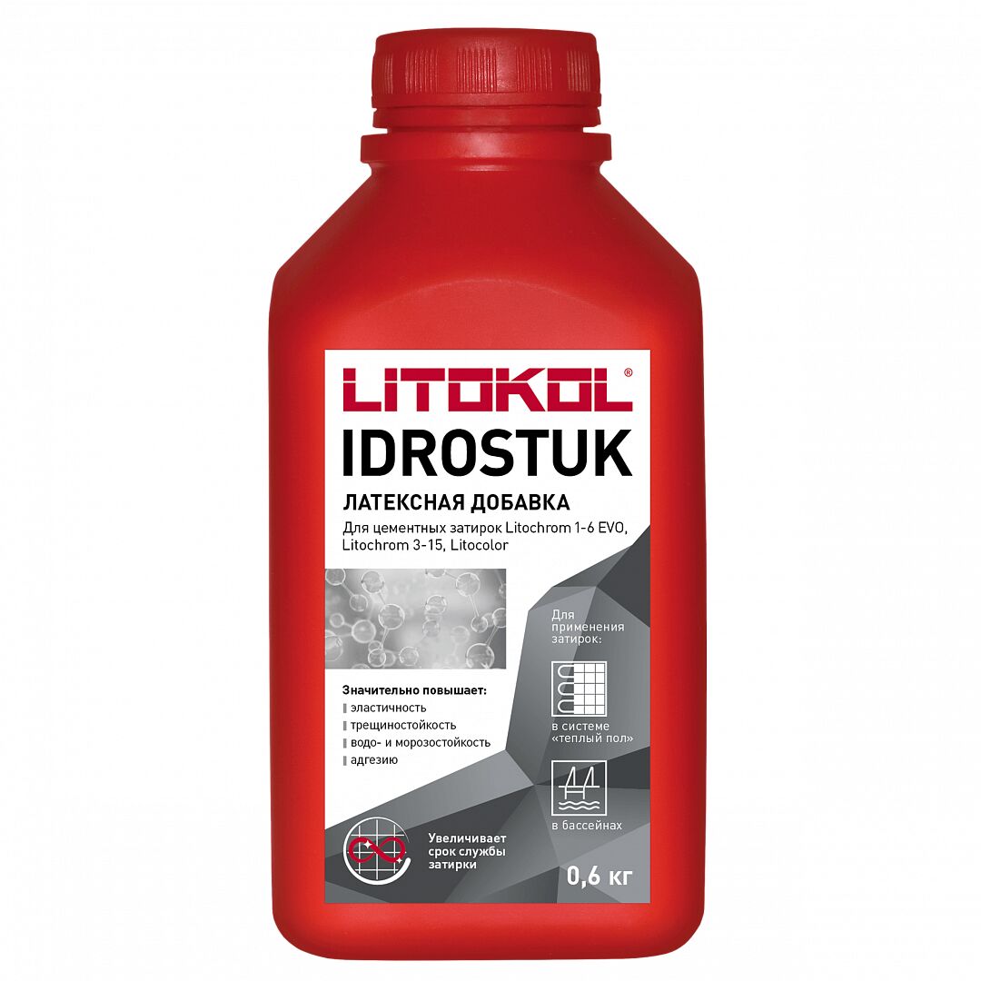 IDROSTUK-м 0,6кг Добавка латексная для затирки белый LITOKOL купить в Санкт-Петербурге