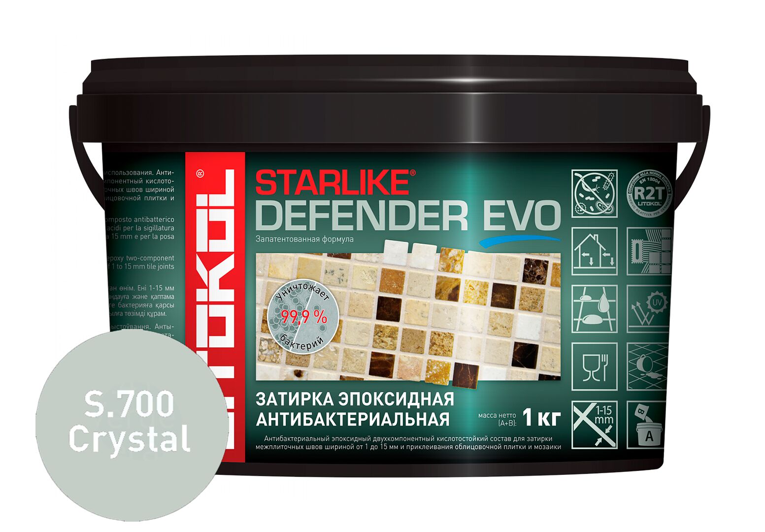 STARLIKE DEFENDER EVO 1кг Эпоксидный состав для укладки и затирки Glamur LITOKOL купить в Санкт-Петербурге