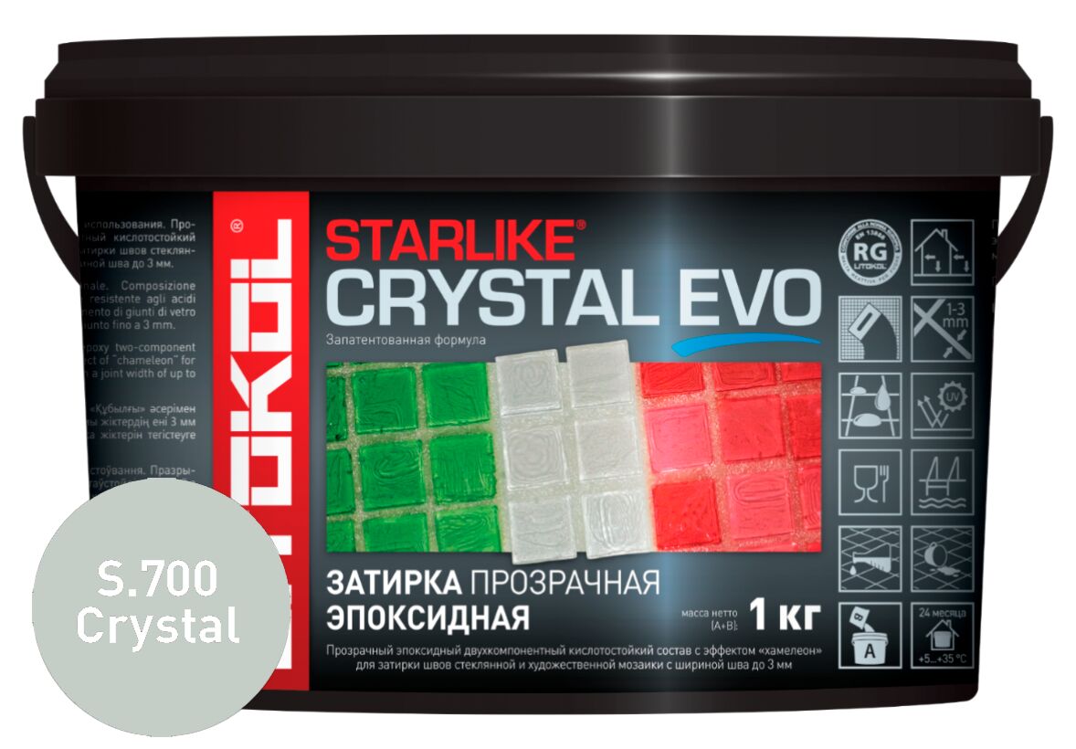 STARLIKE CRYSTAL EVO 1кг Прозрачная химстойкая затирка с эффектом хамелеон S.700 CRYSTAL LITOKOL купить в Санкт-Петербурге
