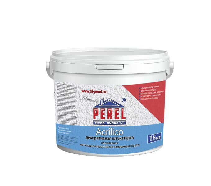Штукатурка декоративная Perel Acrilico Шуба 2,5мм белый (колеруется) 18кг купить в Санкт-Петербурге