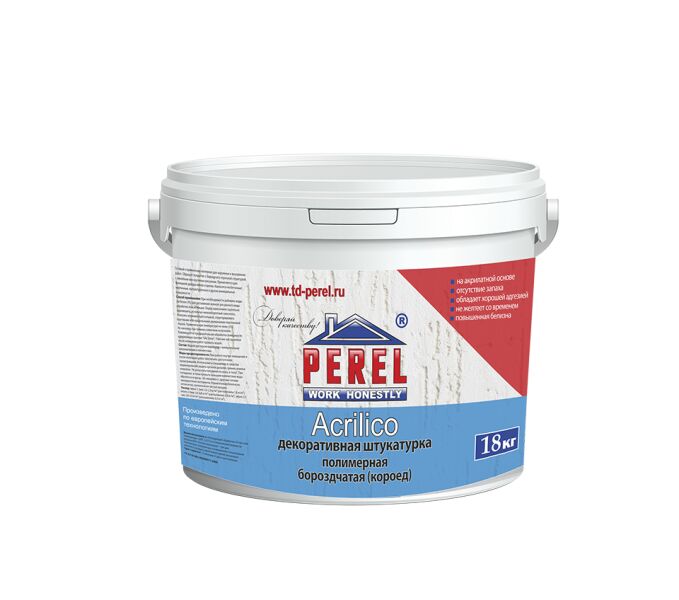 Штукатурка декоративная Perel Acrilico Короед 2,5мм белый (колеруется) 18кг купить в Санкт-Петербурге