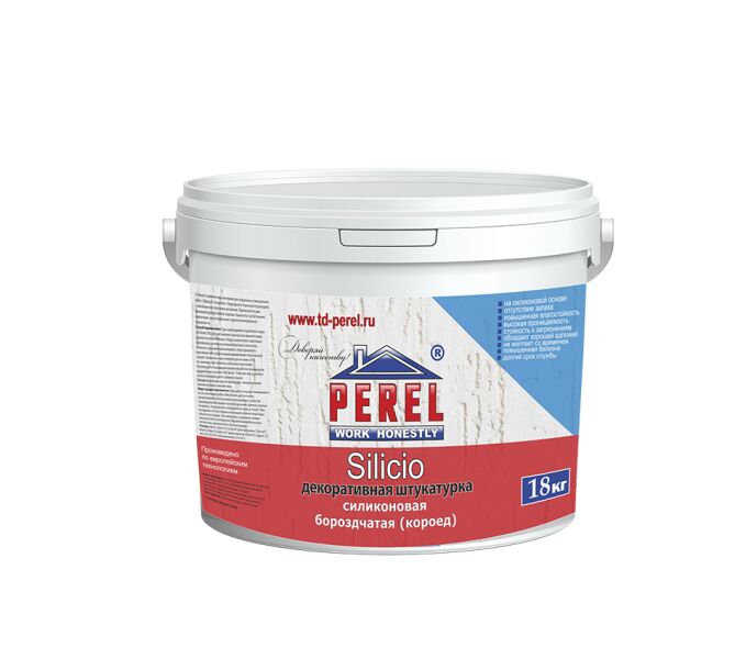 Штукатурка декоративная Perel Silicio Короед 2мм белый (колеруется) 18кг купить в Санкт-Петербурге