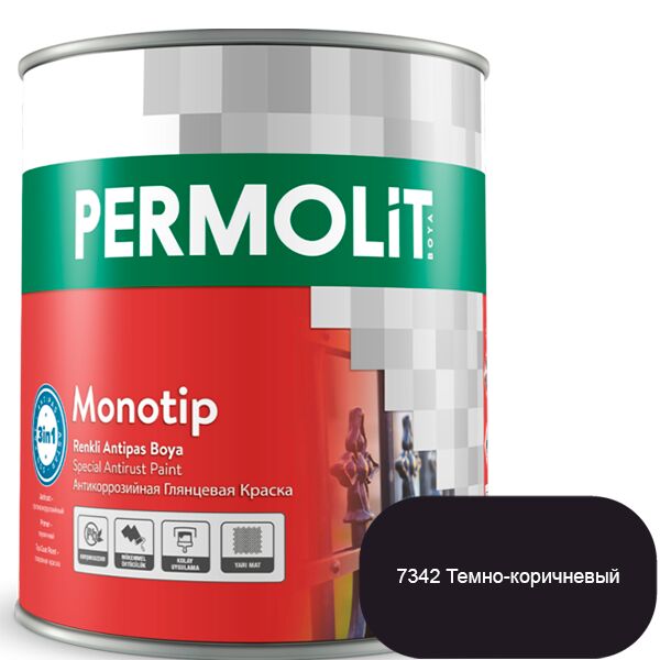 MONOTIP 0.75л краска глянц антикоррозионная 3в1 parlak темно-коричневый PERMOLIT купить в Санкт-Петербурге