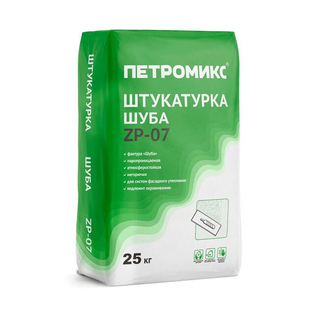 ZP-07 Штукатурка декоративная специальная Шуба, 2 мм, белый 25 кг/меш (ШВ декор) купить в Санкт-Петербурге