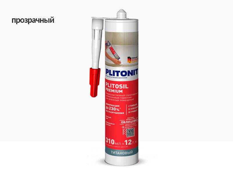 PlitoSil Premium 310мл Герметик силиконовый прозрачный PLITONIT купить в Санкт-Петербурге