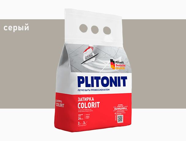 Colorit 2кг Затирка между всеми типами плитки серый 1.5-6мм PLITONIT купить в Санкт-Петербурге