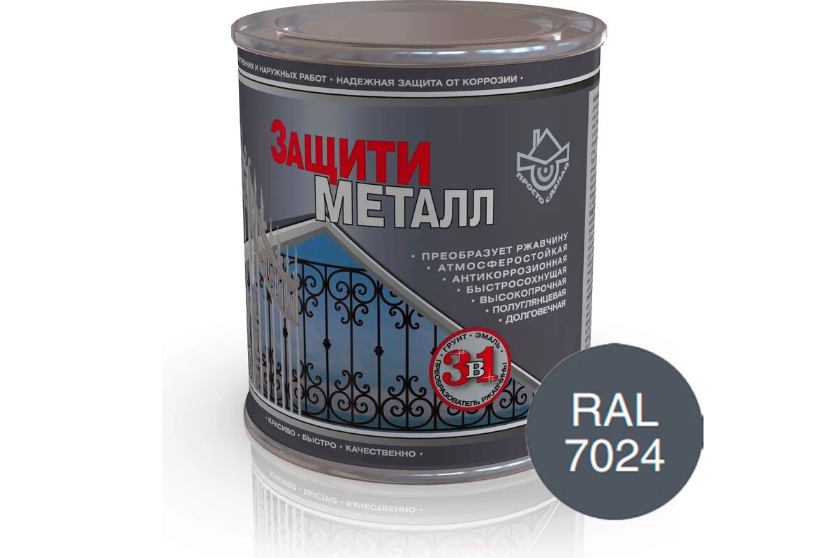 Защити металл Грунт эмаль (0.75кг) серый RAL7024 Сделай ПОЛ купить в Санкт-Петербурге