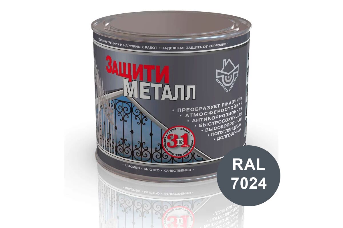Защити металл Грунт эмаль (2кг) серый RAL7024 Сделай ПОЛ купить в Санкт-Петербурге