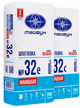 ТАЙФУН МАСТЕР № 32е 25кг Шпатлевка цементная финишная белый купить в Санкт-Петербурге