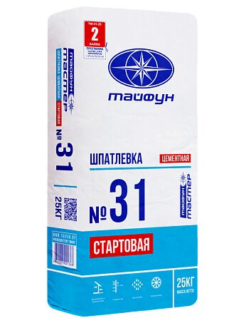 ТАЙФУН МАСТЕР № 31 25кг Шпатлевка цементная черновая купить в Санкт-Петербурге