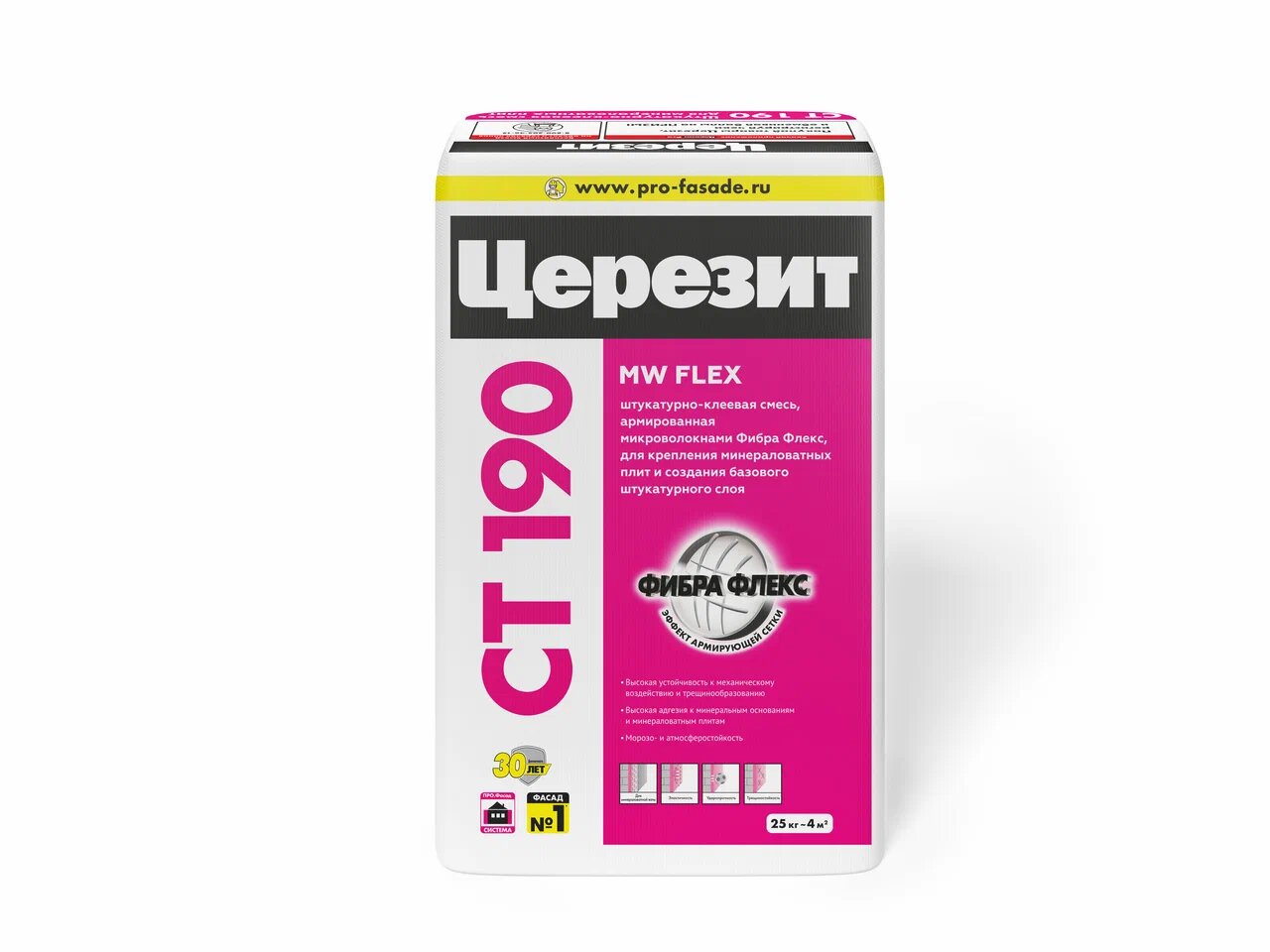 CT 190/25 кг Церезит штукатурно-клеевая смесь д/плит из минеральной ваты  купить в Санкт-Петербурге