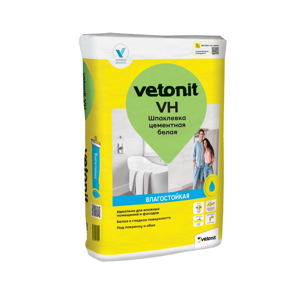 Шпаклевка цементная Vetonit VH белый 20кг купить в Санкт-Петербурге