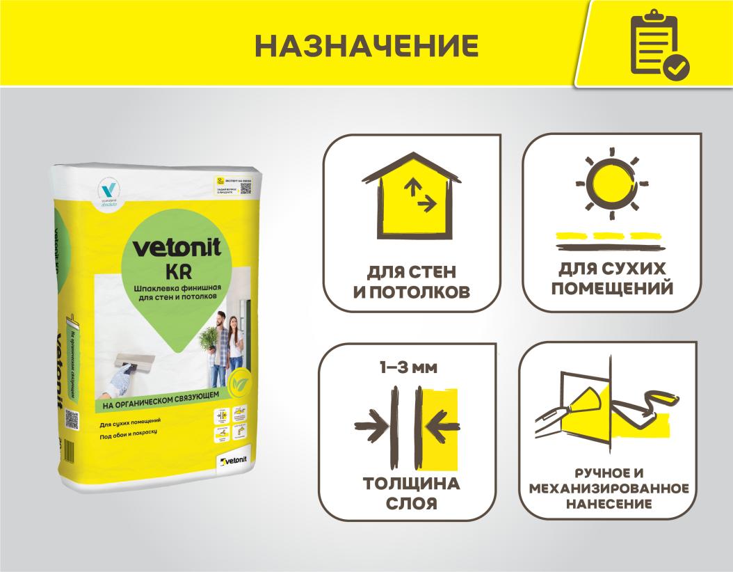 Шпаклевка финишная Vetonit KR20 белый 20кг купить в Санкт-Петербурге