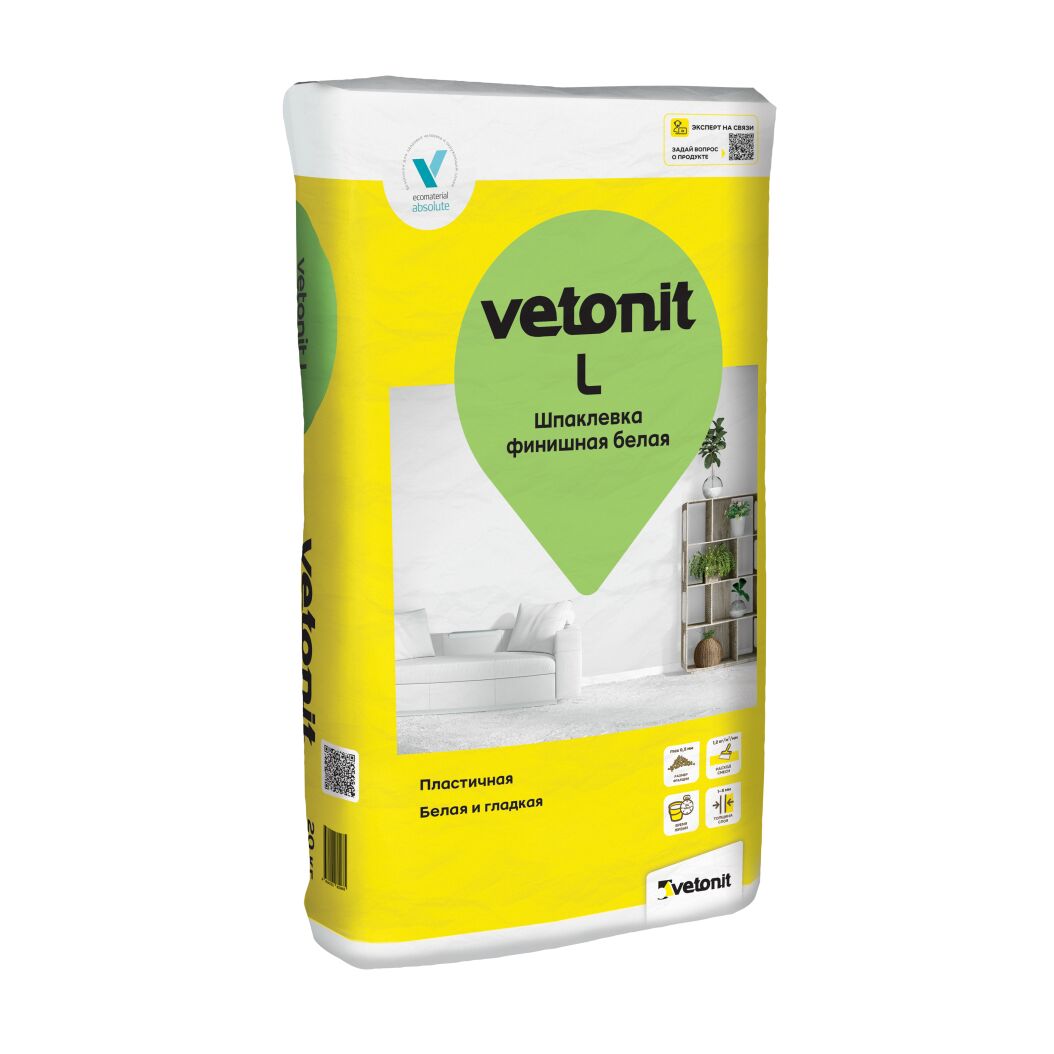 Шпаклевка финишная Vetonit L белый 20кг купить в Санкт-Петербурге