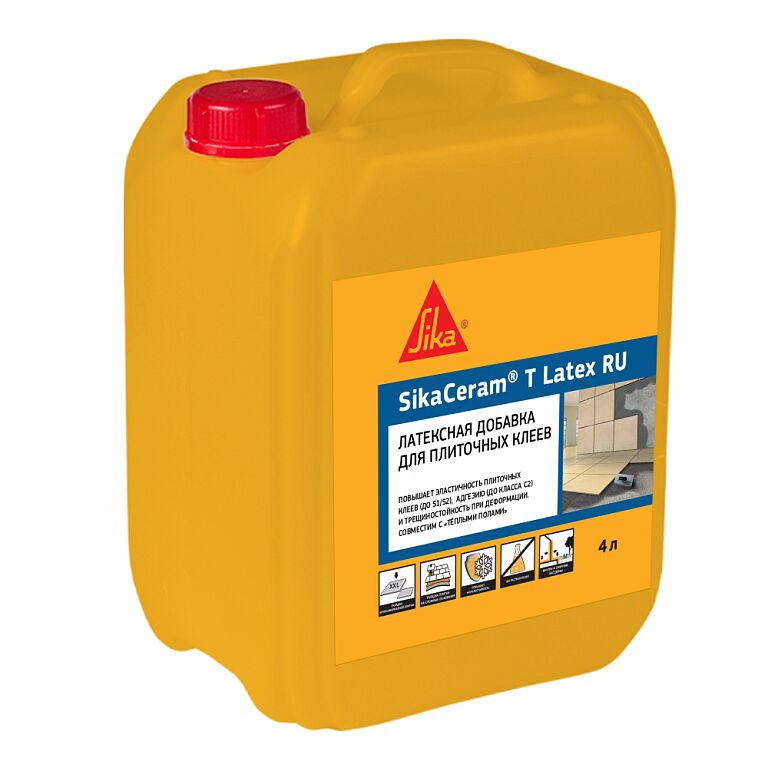 SikaCeram T Latex RU 4л Добавка латексная для затворения цементных плиточных клеев класса С1 и выше купить в Санкт-Петербурге