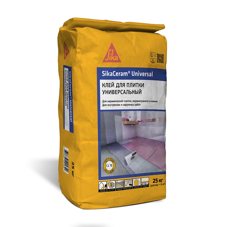 Sika Ceram Universal Высококачественный цементный плиточный клей для внутренних и наружных работ купить в Санкт-Петербурге