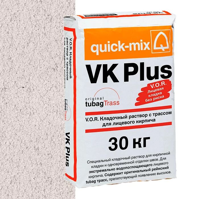 VK plus , А Сухая кладочная смесь с трассом для лицевого кирпича, алебастрово-белый quick-mix купить в Санкт-Петербурге