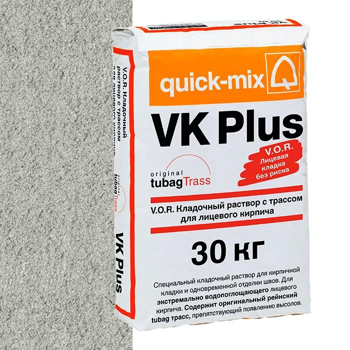 VK plus , С Сухая кладочная смесь с трассом для лицевого кирпича, светло-серый quick-mix купить в Санкт-Петербурге