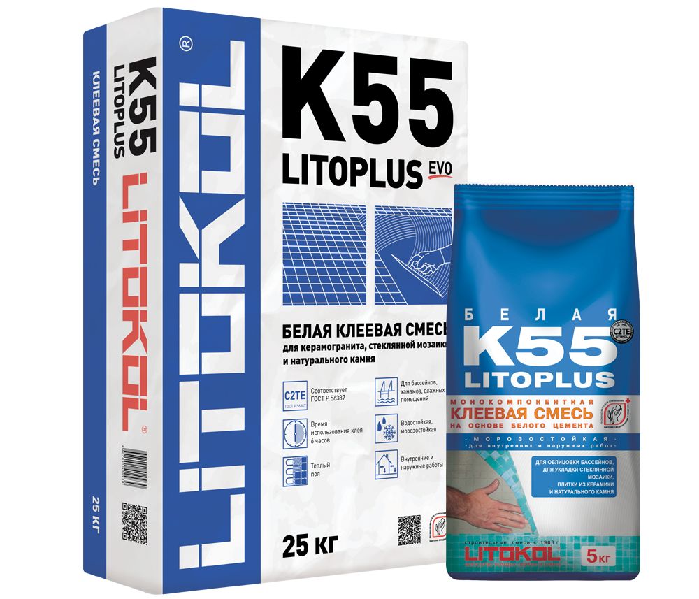 LITOPLUS K55 Клеевая смесь на основе белого цемента купить в Санкт-Петербурге