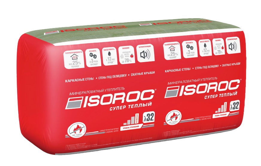 Утеплитель ISOROC Супер Тёплый 50мм 610х1000мм (Изорок) купить в Санкт-Петербурге