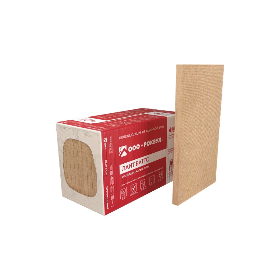 Роквул Лайт Баттс 50мм, 10 плит, 6м2, 600х1000мм, 0.3м3 купить в Санкт-Петербурге