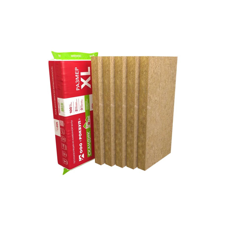 Роквул Скандик XL 100мм, 6 плит, 4.32м2, 600х1200мм, 0.432м3 купить в Санкт-Петербурге